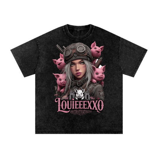 Louieeexxo Snow Washed Oversized Cotton T-Shirt