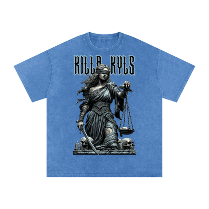 killakyls Snow Washed Oversized Cotton T-Shirt