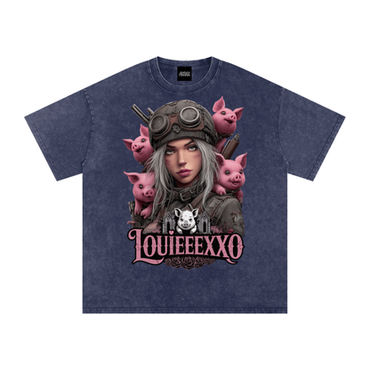 Louieeexxo Snow Washed Oversized Cotton T-Shirt