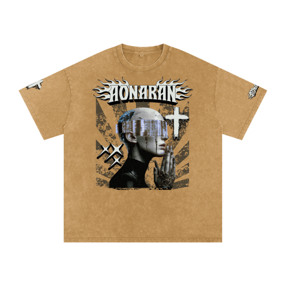 Smiling Tyrant Snow Washed Oversized Cotton T-Shirt