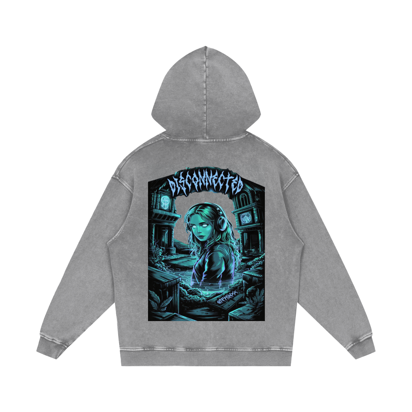 Disconnected Acid Wash Oversize Hoodie