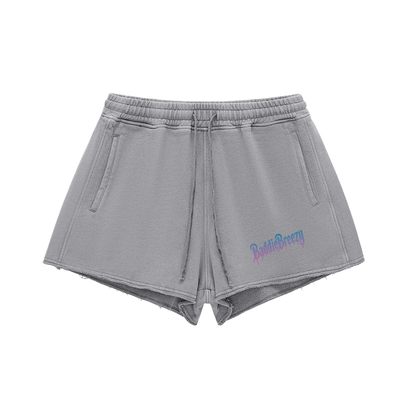 BaddieBreezy Snow Washed Raw Edge Drawstring Shorts