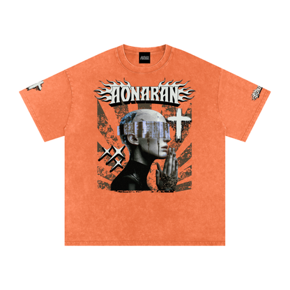 Smiling Tyrant Snow Washed Oversized Cotton T-Shirt