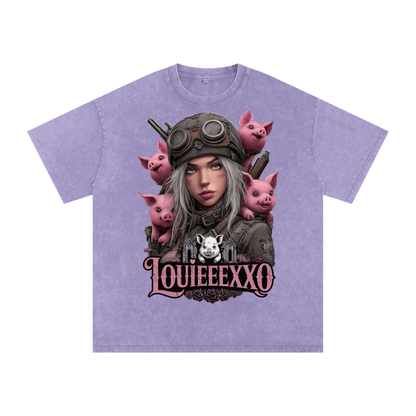 Louieeexxo Snow Washed Oversized Cotton T-Shirt