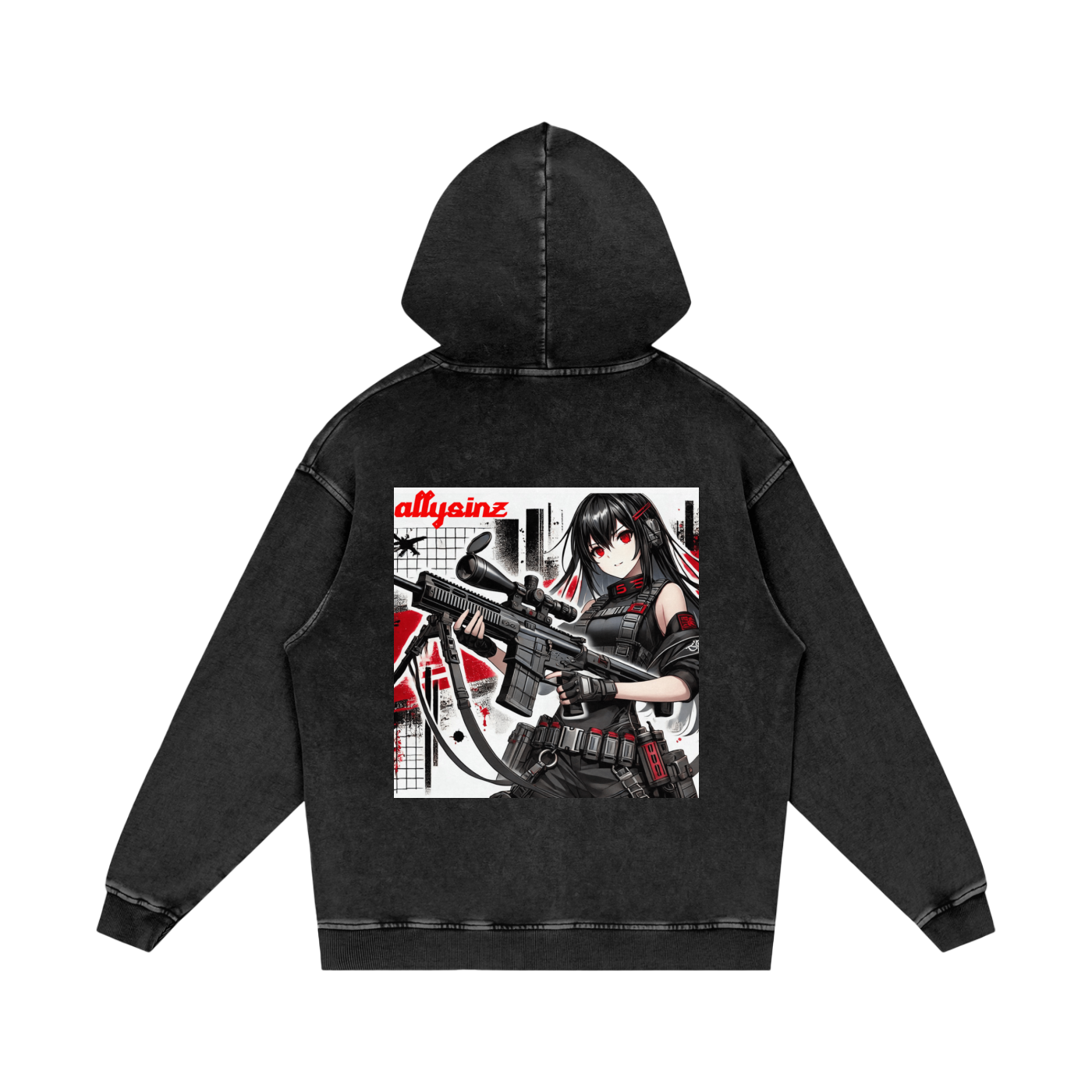 Allysinz Acid Wash Oversize Hoodie