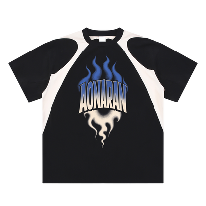 Aonaran Varsity Contrast Panel Cotton T-Shirt