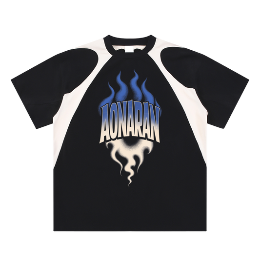 Aonaran Varsity Contrast Panel Cotton T-Shirt