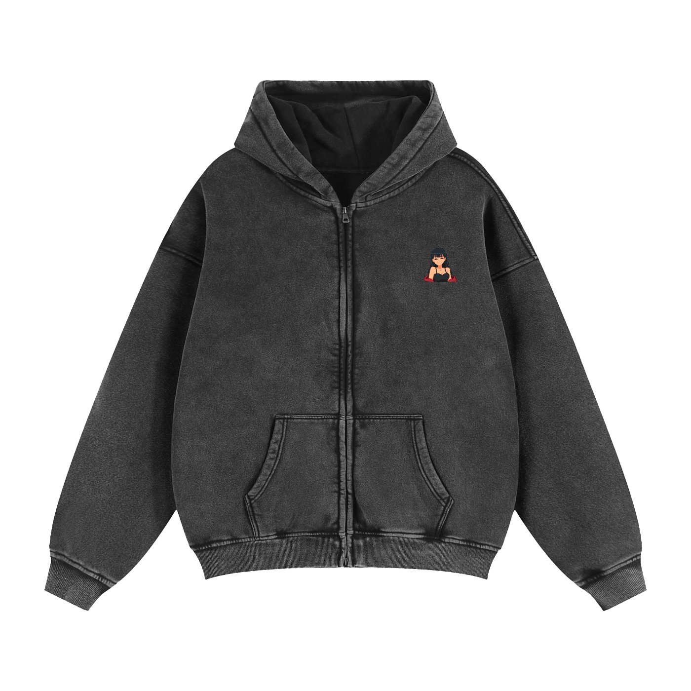 HeyItzMiks Zip-Through Boxy Hoodie