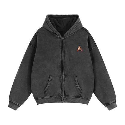 HeyItzMiks Zip-Through Boxy Hoodie