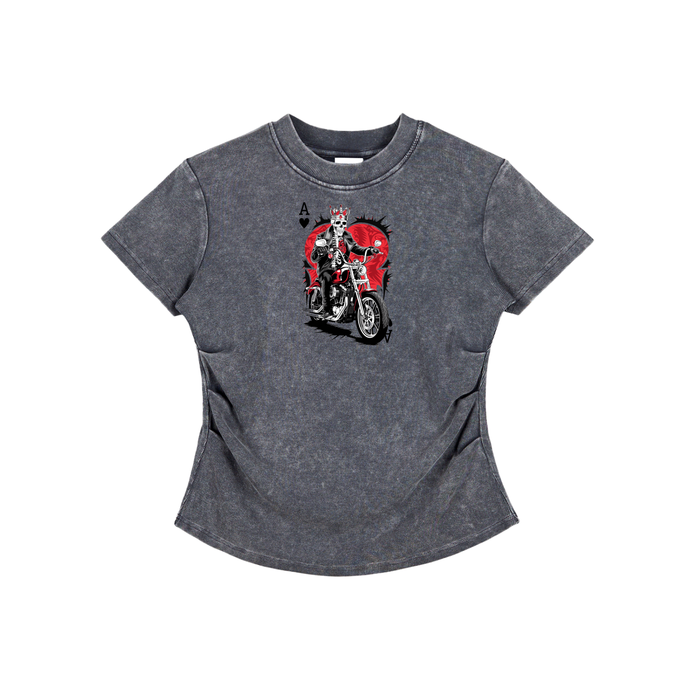 Aonaran Ace Vintaged-Wash Bodycon Cotton T-Shirt