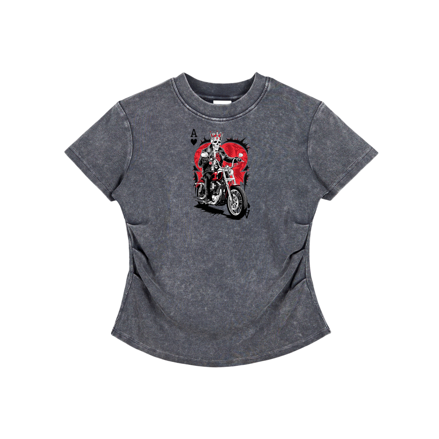 Aonaran Ace Vintaged-Wash Bodycon Cotton T-Shirt