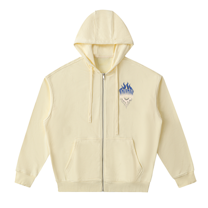Aonaran Varsity Drop-Shoulder Zip Up Hoodie
