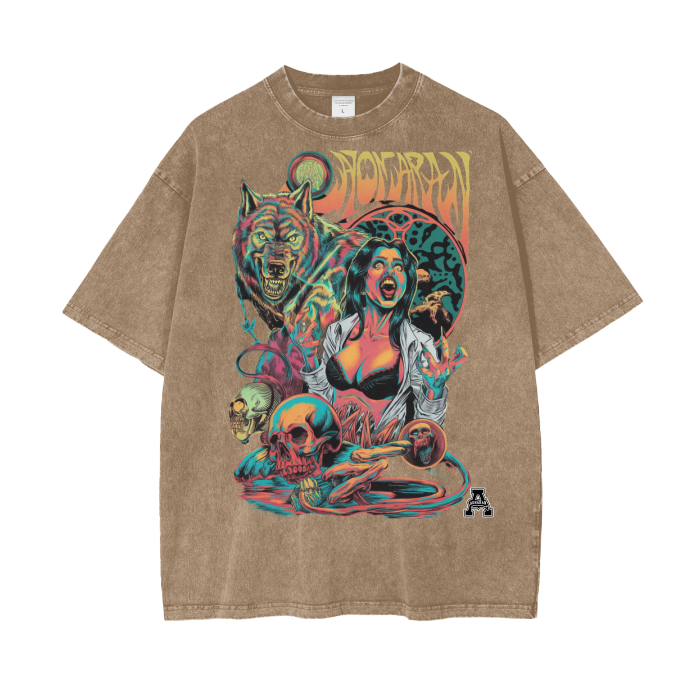 Aonaran Graphic Acid Wash Oversize T-Shirt