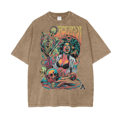 Aonaran Graphic Acid Wash Oversize T-Shirt