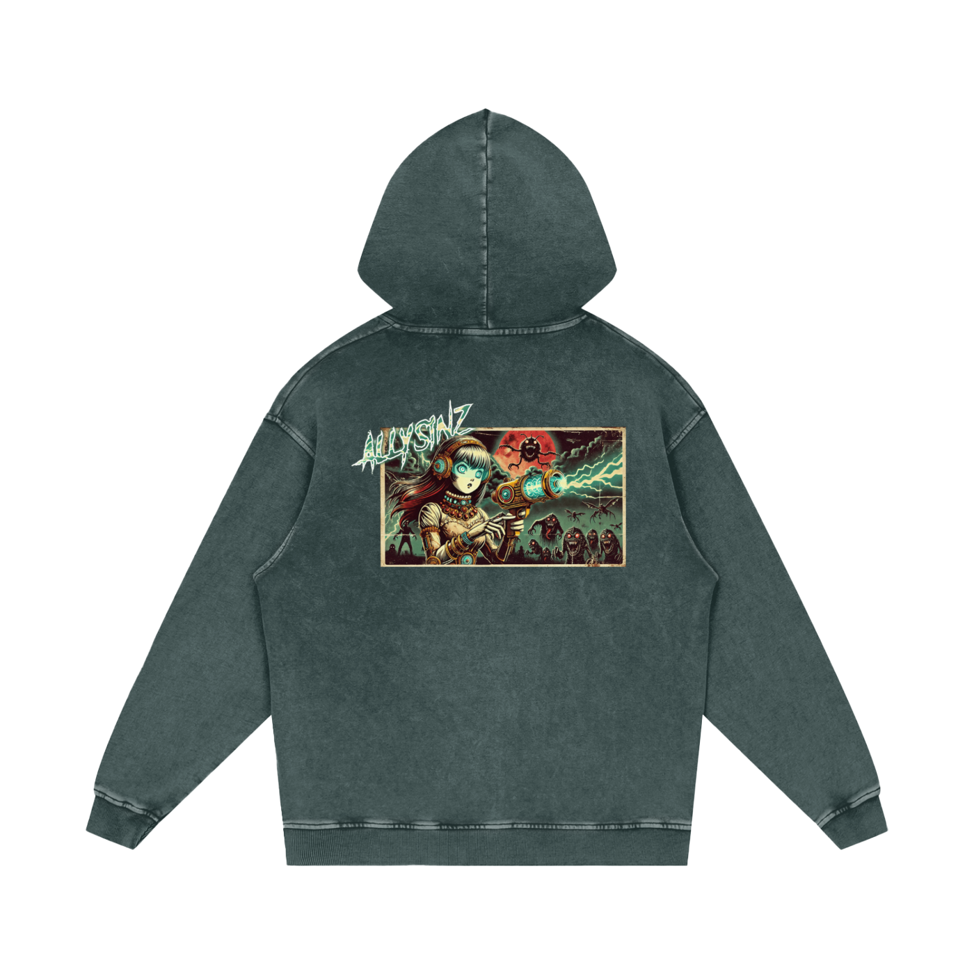 Allysinz Acid Wash Oversize Hoodie