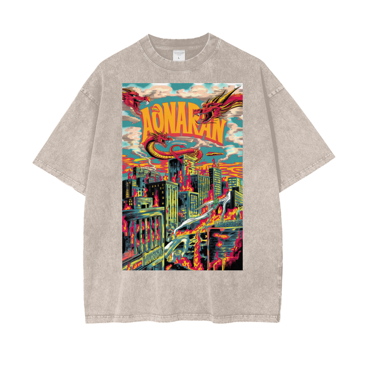 Aonaran Graphic Acid Wash Oversize T-Shirt