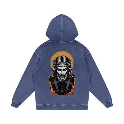 Jesus is King Acid Wash Oversize Hoodie