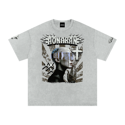 Smiling Tyrant Snow Washed Oversized Cotton T-Shirt