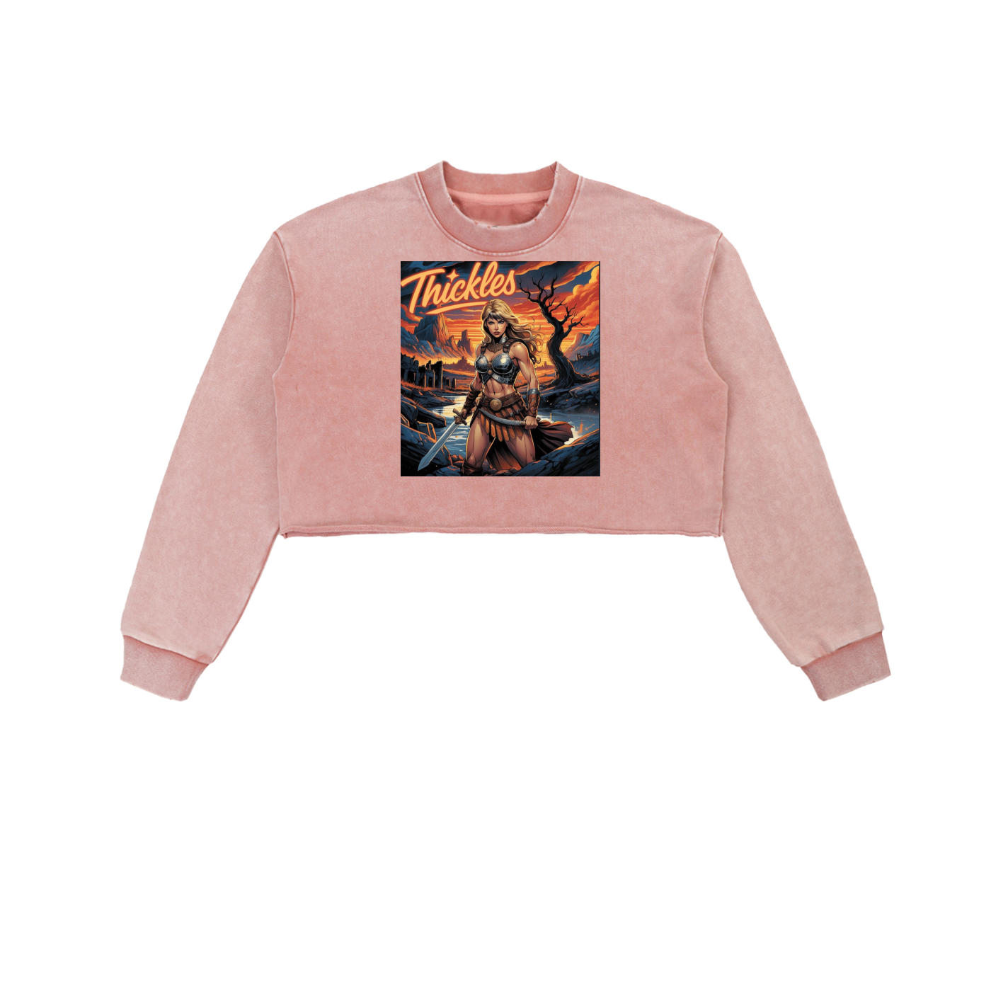 Thickles Snow Washed Raw Edge Cropped Sweatshirt