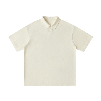 Aonaran Varsity Loose Cotton Short-Sleeve Polo Shirt
