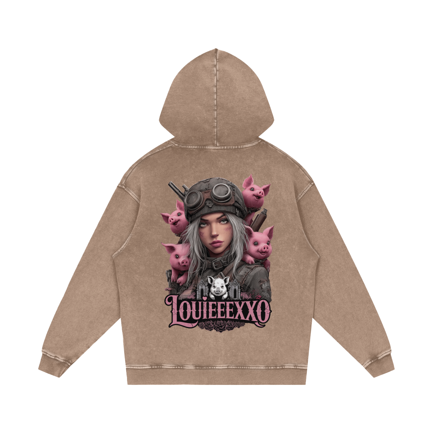 Louieeexxo Snow Washed Loose Cotton Hoodie