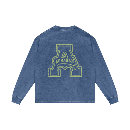 Aonaran Elementals Acid Wash Oversize Long Sleeve T-Shirt