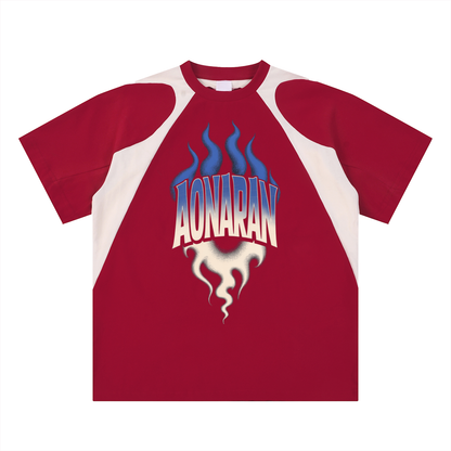 Aonaran Varsity Contrast Panel Cotton T-Shirt