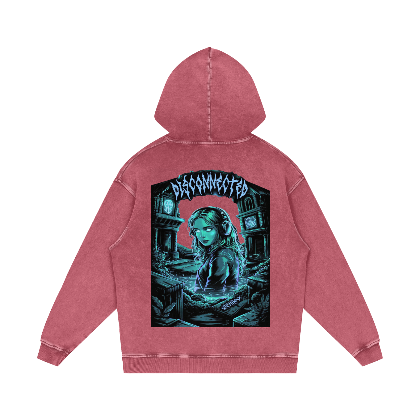 Disconnected Acid Wash Oversize Hoodie