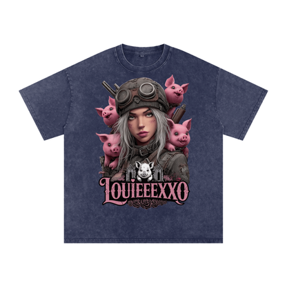 Louieeexxo Snow Washed Oversized Cotton T-Shirt