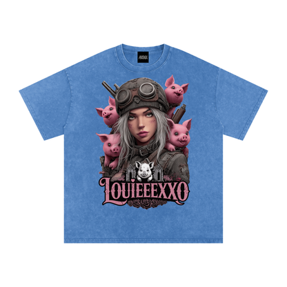 Louieeexxo Snow Washed Oversized Cotton T-Shirt