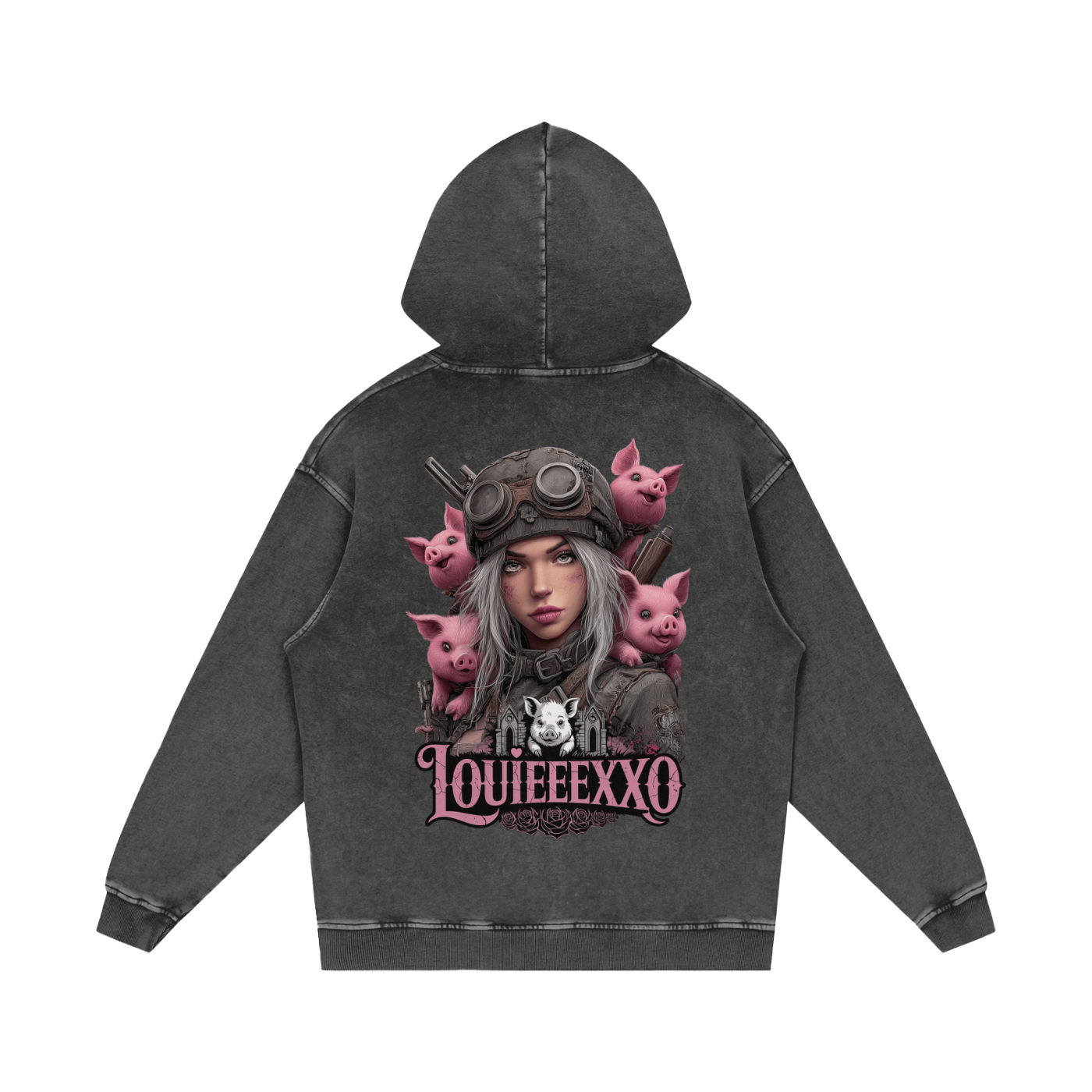 Louieeexxo Snow Washed Loose Cotton Hoodie