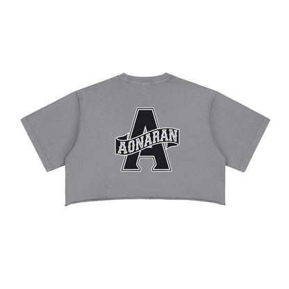 Aonaran 1 OFF Snow Washed Raw Edge Crop Top