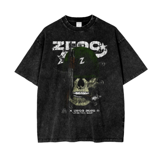 Join The War by Zeqq Oversize Snow Washed T-Shirt