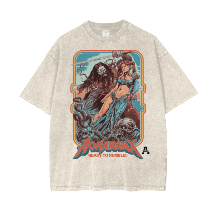 Aonaran Graphic Acid Wash Oversize T-Shirt