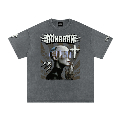 Smiling Tyrant Snow Washed Oversized Cotton T-Shirt