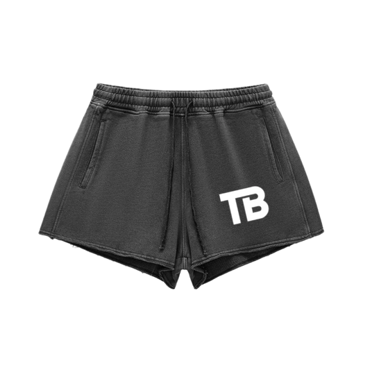 ThunderBuddies Washed Raw Edge Drawstring Shorts