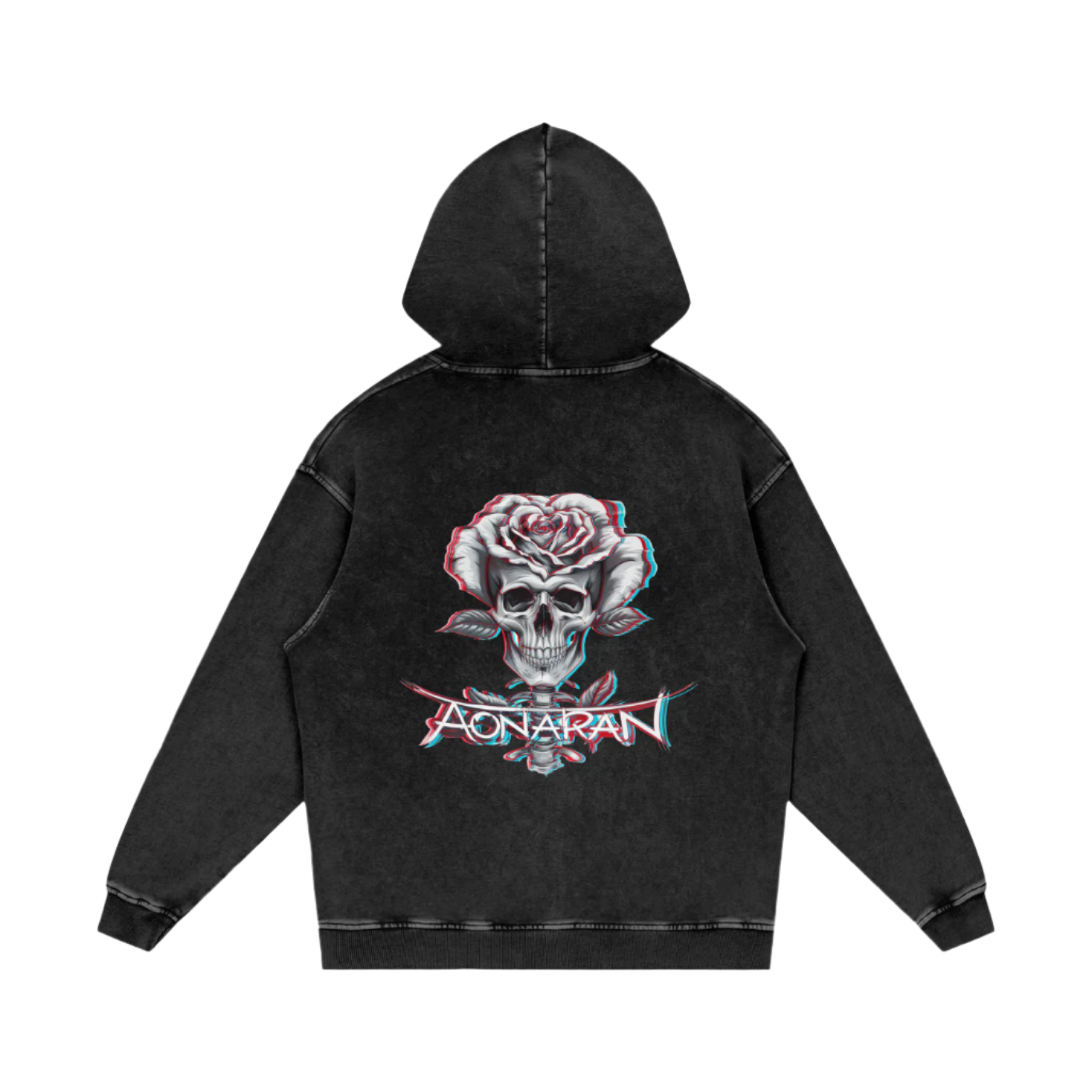 Aonaran 3D Bone Acid Wash Oversize Hoodie