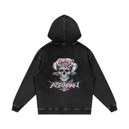 Aonaran 3D Bone Acid Wash Oversize Hoodie