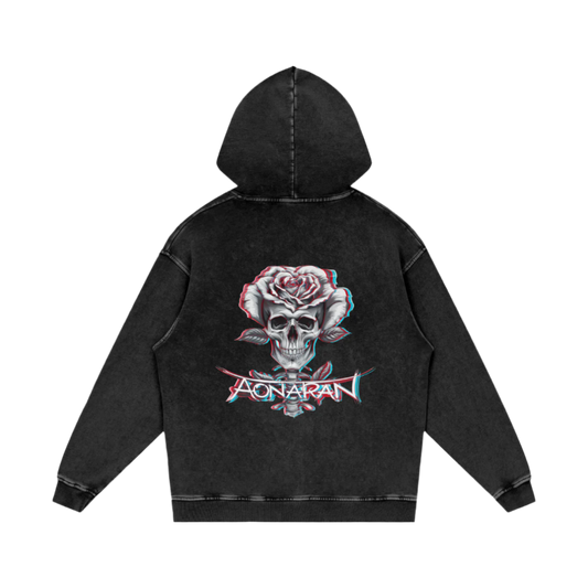 Aonaran 3D Bone Acid Wash Oversize Hoodie