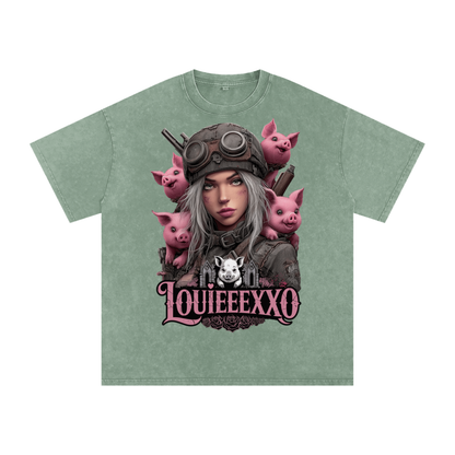 Louieeexxo Snow Washed Oversized Cotton T-Shirt