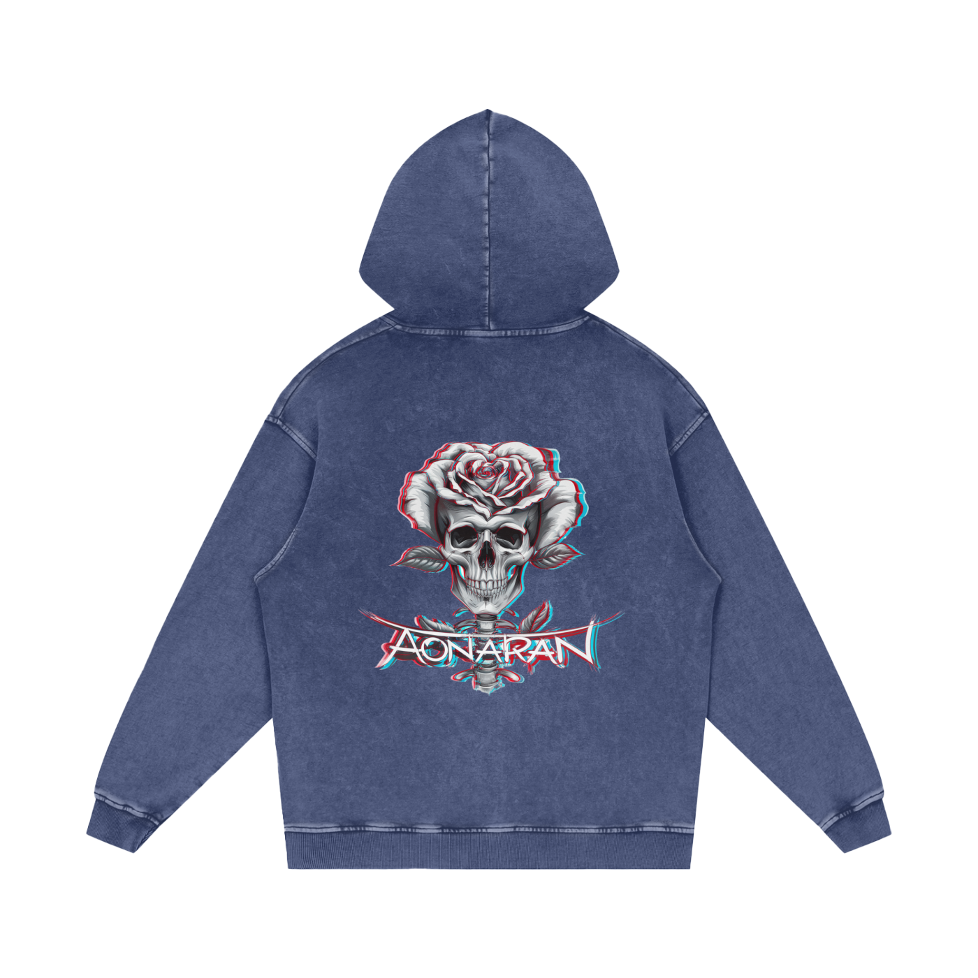 Aonaran 3D Bone Acid Wash Oversize Hoodie