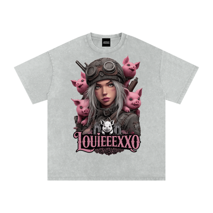 Louieeexxo Snow Washed Oversized Cotton T-Shirt