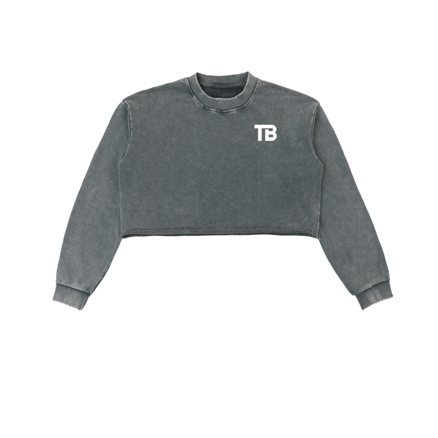 ThunderBuddies Snow Washed Raw Edge Cropped Sweatshirt