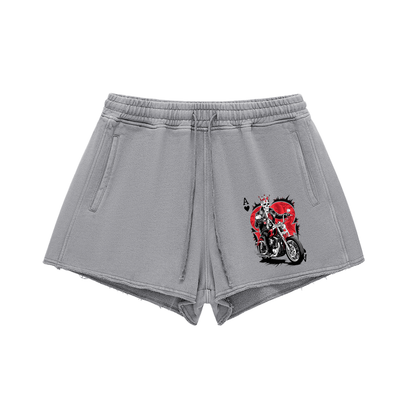 Aonaran Ace Snow Washed Raw Edge Drawstring Shorts