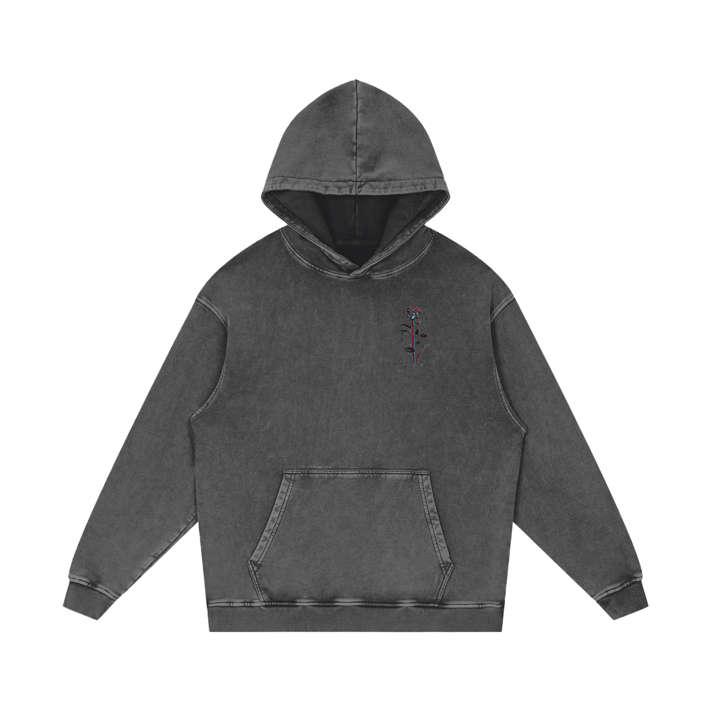 Aonaran 3D Bone Acid Wash Oversize Hoodie