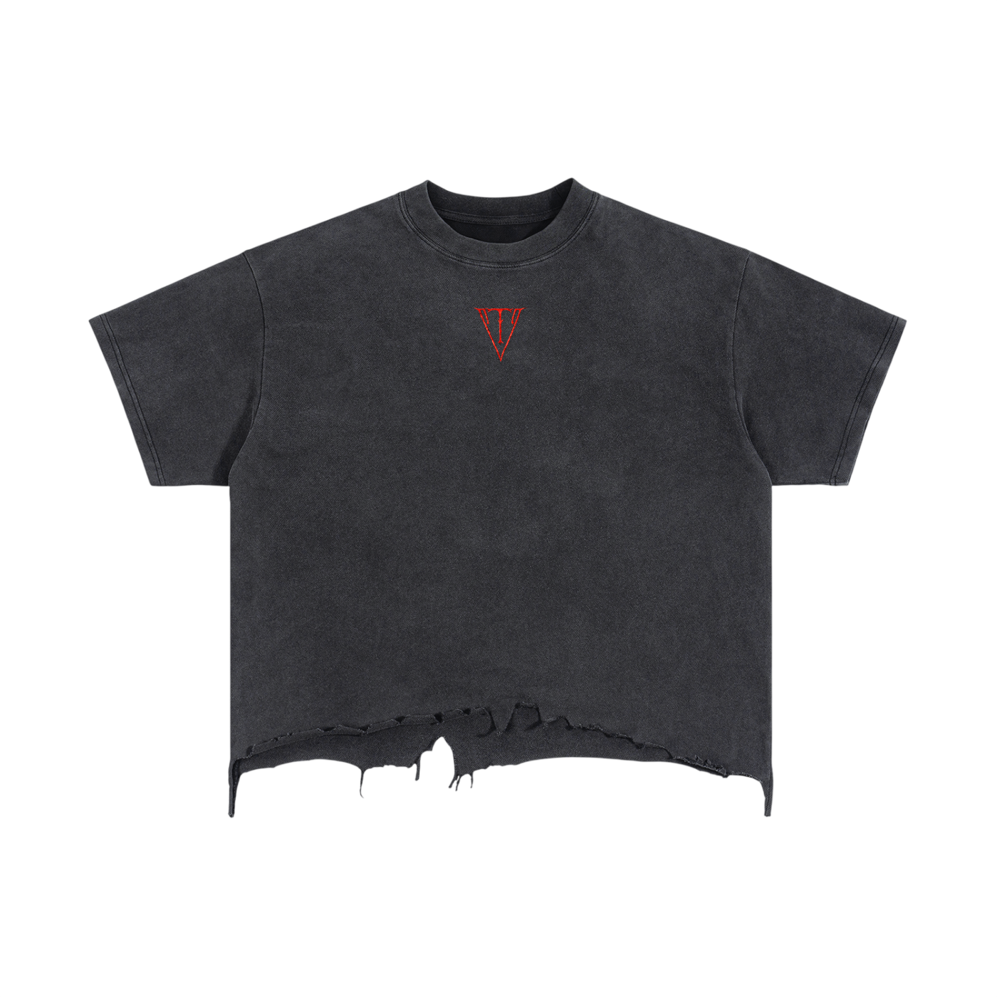 Aonaran NevaeH Vintage Wash Boxy Distressed Hem T-Shirt