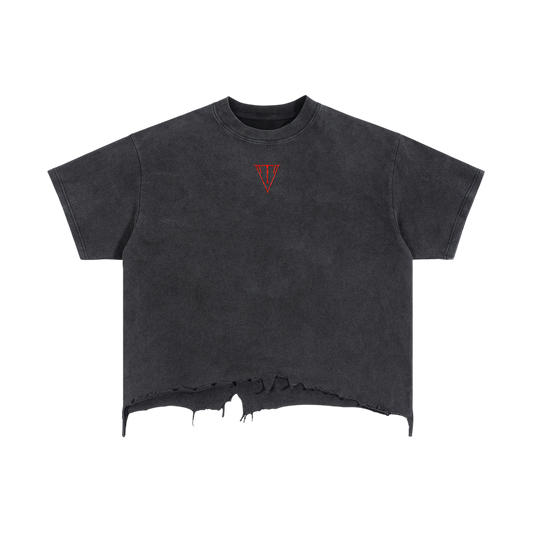 Aonaran NevaeH Vintage Wash Boxy Distressed Hem T-Shirt