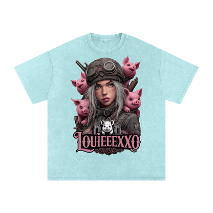 Louieeexxo Snow Washed Oversized Cotton T-Shirt