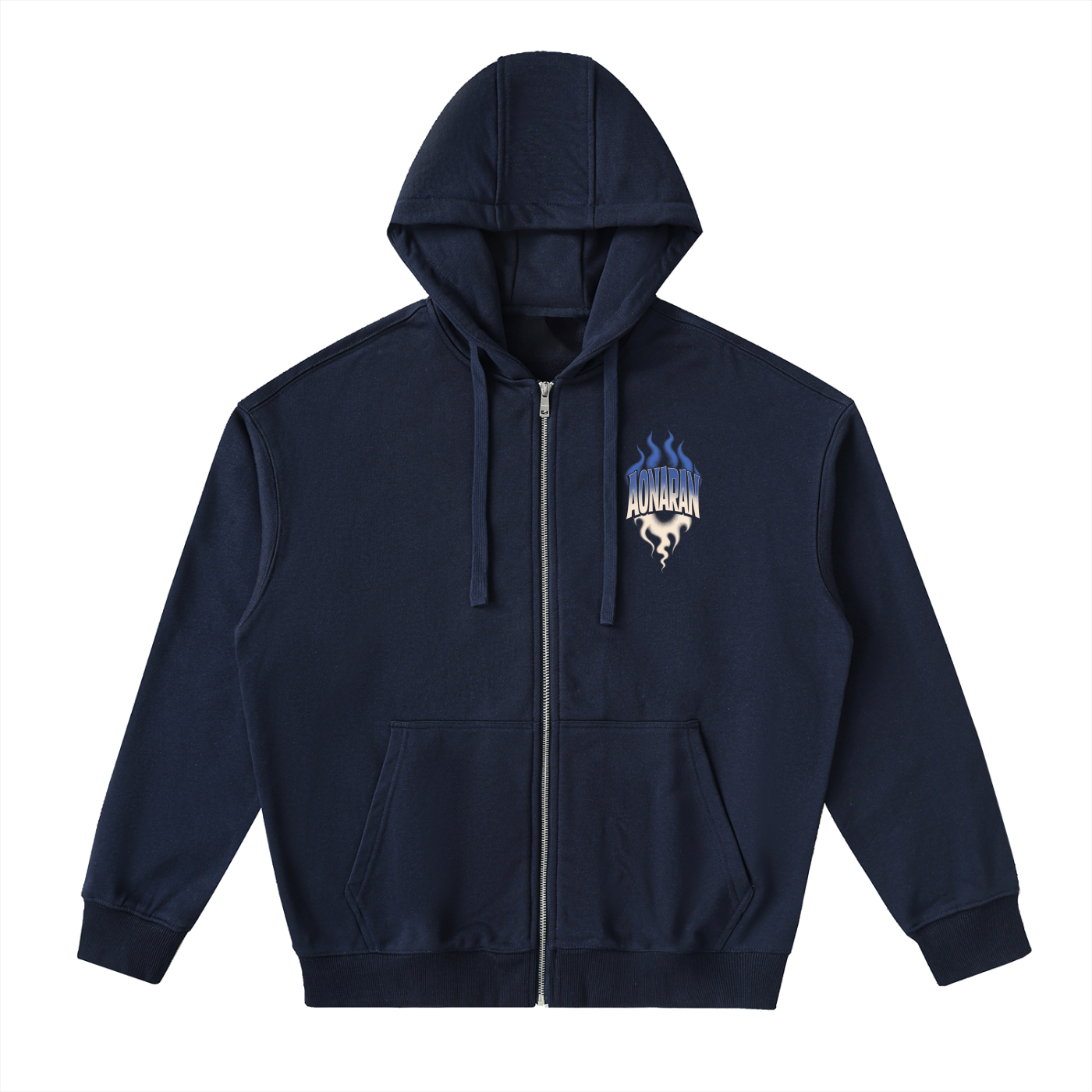 Aonaran Varsity Drop-Shoulder Zip Up Hoodie