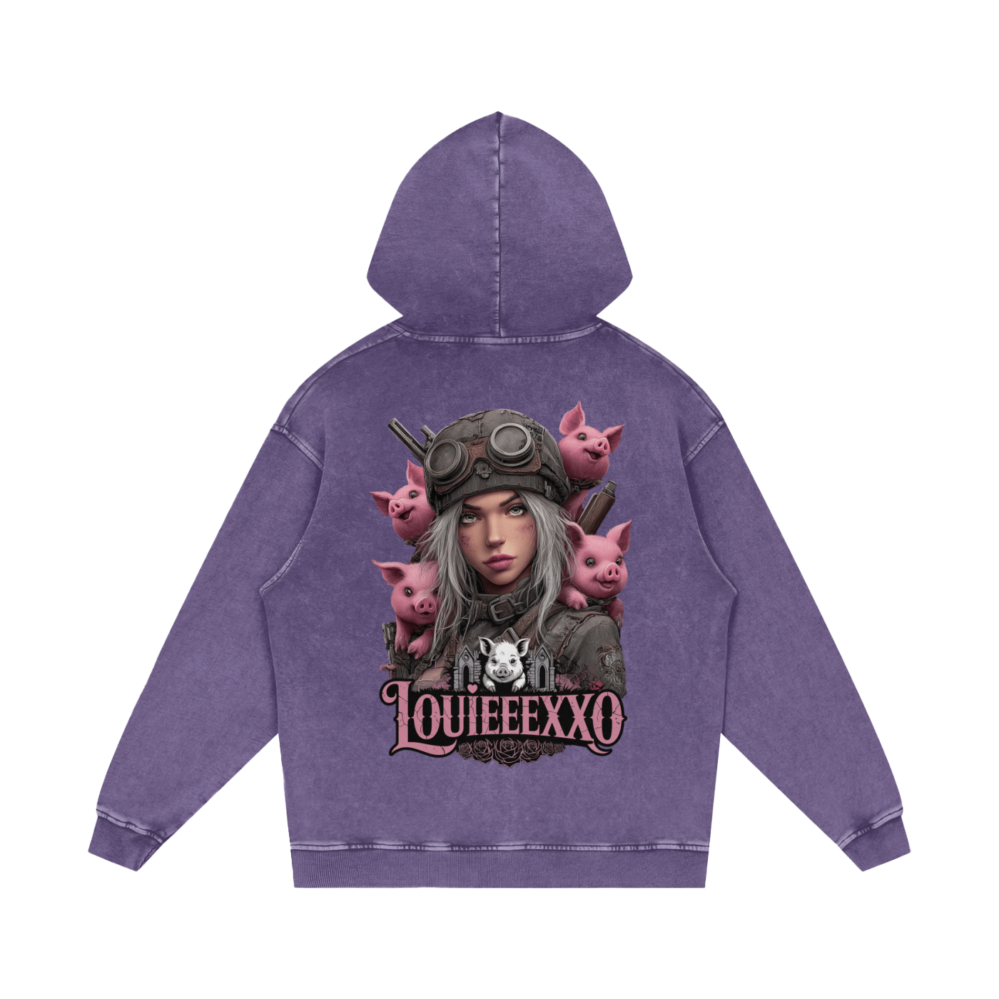 Louieeexxo Snow Washed Loose Cotton Hoodie